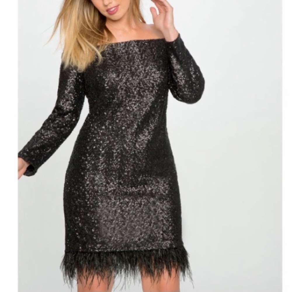 Off the shoulder sequin cocktail dress
